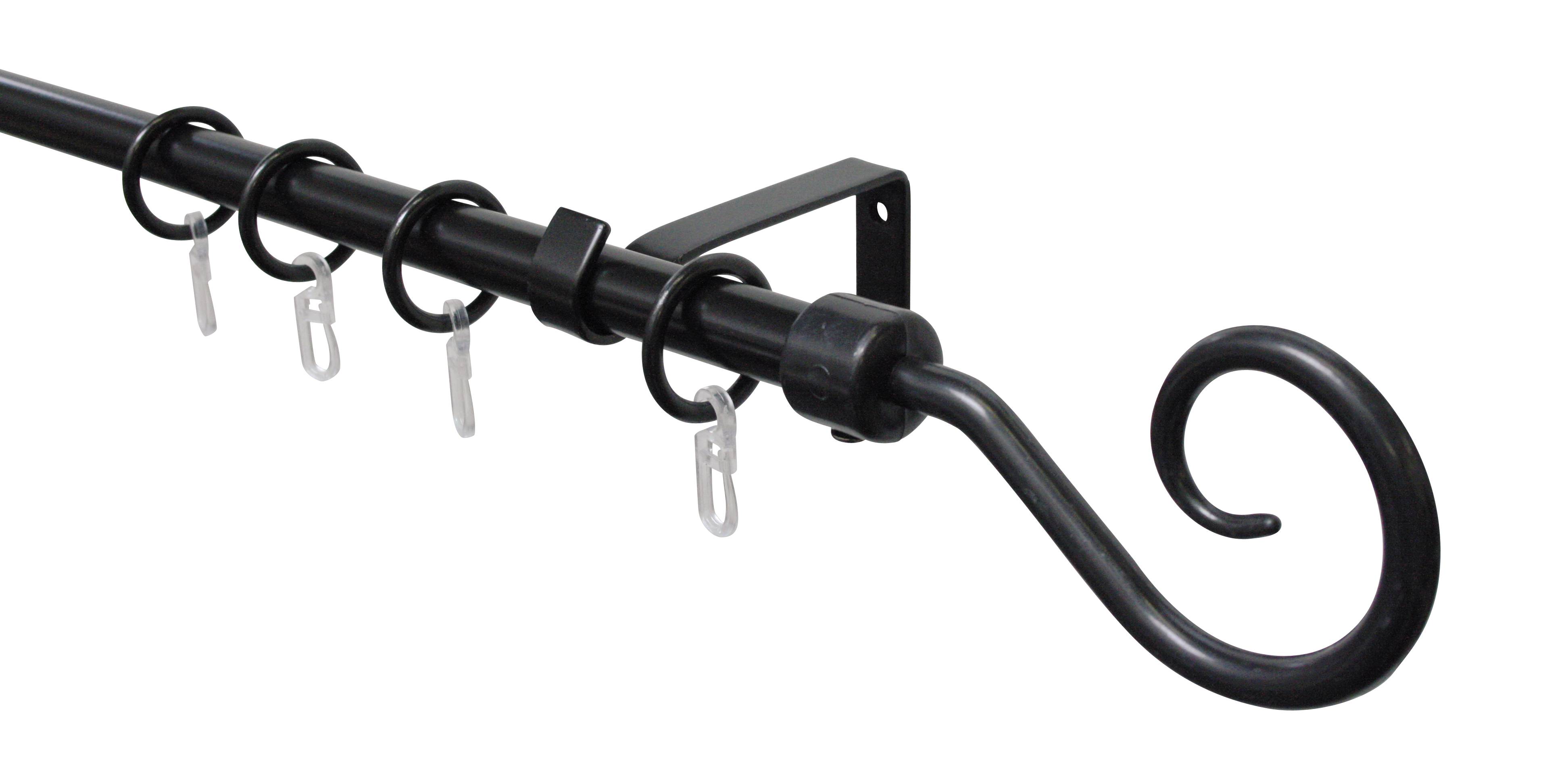 Gardinenstangen Set Hook, ausziehbar, 1-läufig, Ø 16/13 mm, schwarz