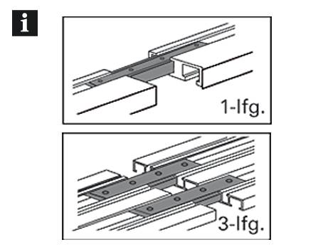 Schienenverbinder für Aluminium-Vorhangschiene 1-läufig und 3-läufig
