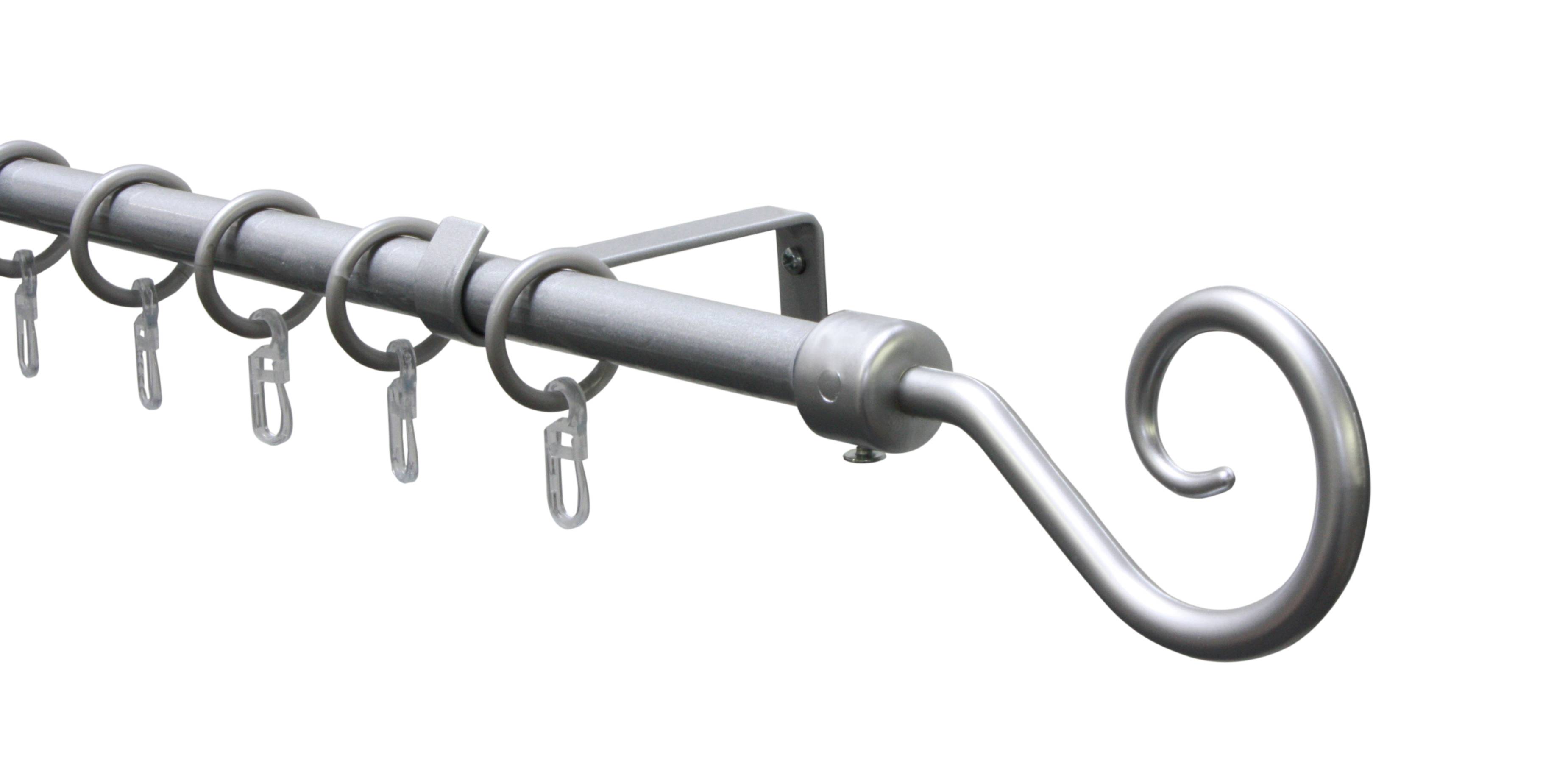 Gardinenstangen Set Hook, ausziehbar, 1-läufig, Ø 16/13 mm, silber