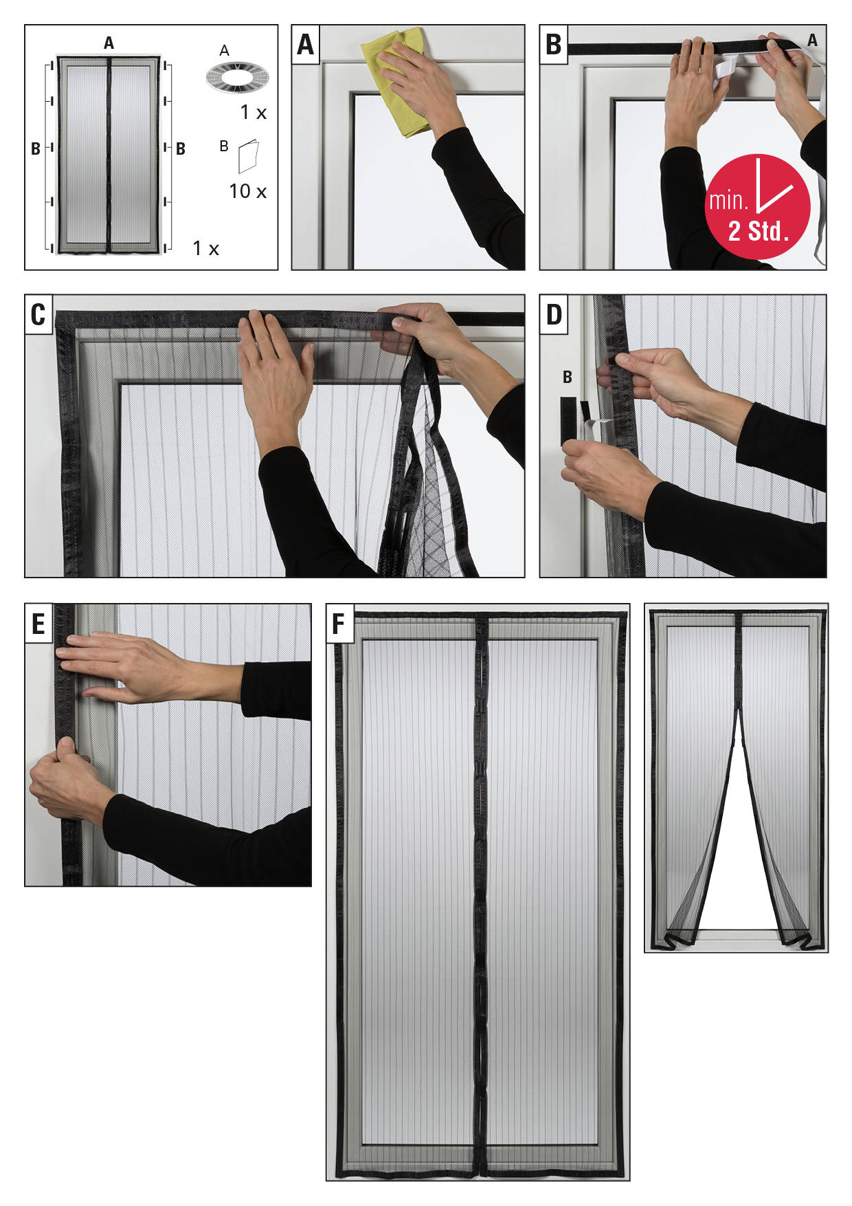 Insektenschutz Magnetvorhang für Balkontüren und Türen schwarz
